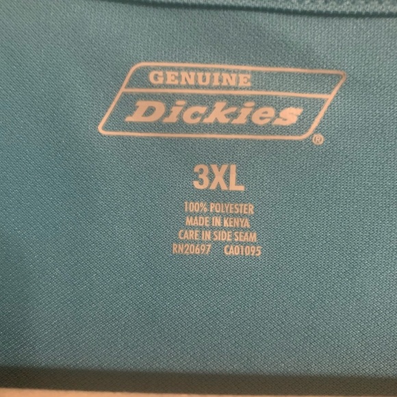 Short sleeve polyester Dickie shirt. Turquoise color. - Picture 2 of 2